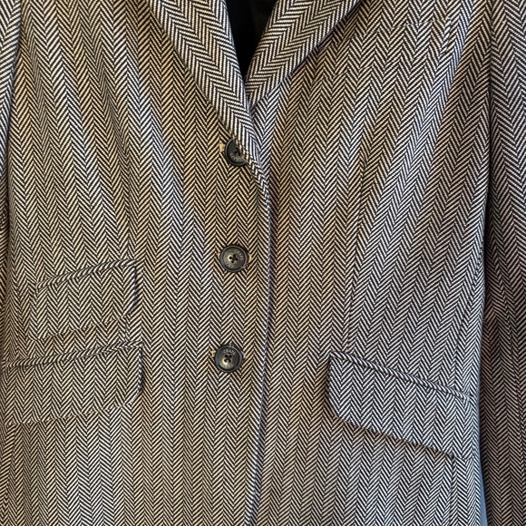 CHAPS Vintage Women’s Herringbone Cotton Blazer Black/Tan Size 4 EC Old Money - Picture 2 of 14